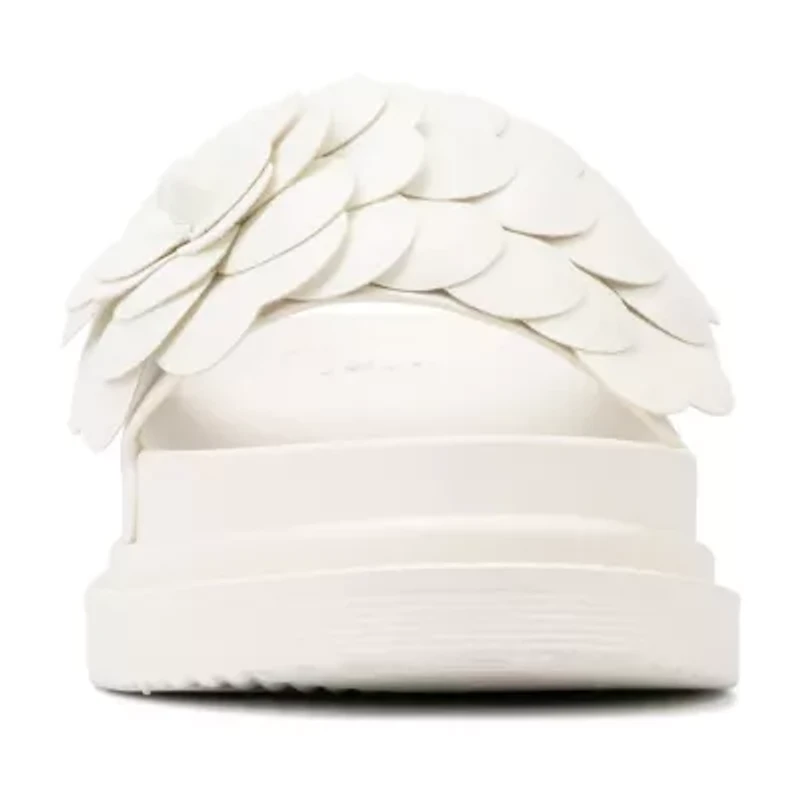 New York & Company Womens Camilia Flower Slide Flat Sandals