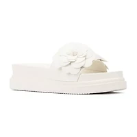 New York & Company Womens Camilia Flower Slide Flat Sandals