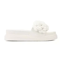 New York & Company Womens Camilia Flower Slide Flat Sandals