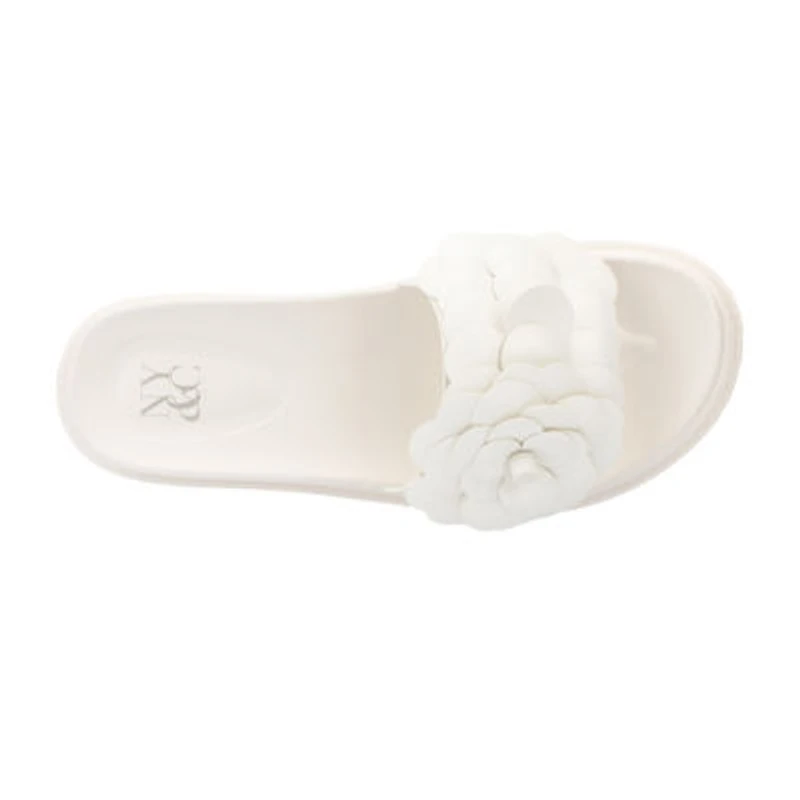 New York & Company Womens Camilia Flower Slide Flat Sandals