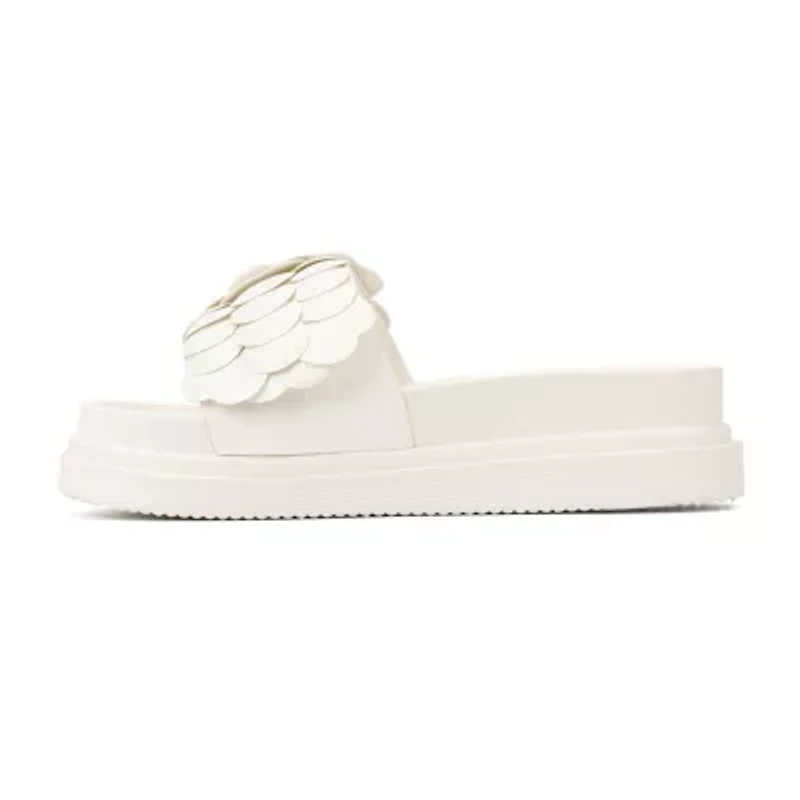 New York & Company Womens Camilia Flower Slide Flat Sandals