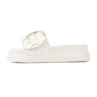 New York & Company Womens Camilia Flower Slide Flat Sandals