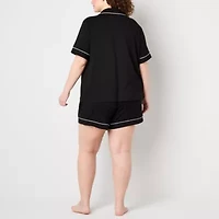 Ambrielle Womens Short Sleeve 2-pc. Plus Pajama Sets