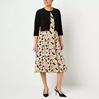 Danny & Nicole Womens Circles Midi Jacket Dress