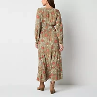Frye and Co. Womens Long Sleeve Floral Maxi Dress