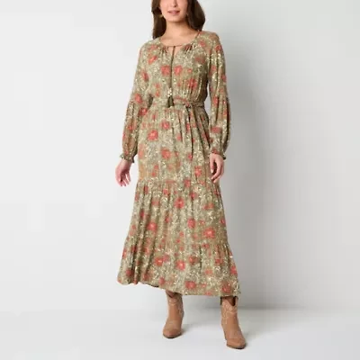 Frye and Co. Womens Long Sleeve Floral Maxi Dress