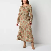 Frye and Co. Womens Long Sleeve Floral Maxi Dress