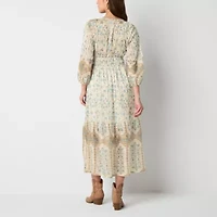 Frye and Co. Womens 3/4 Sleeve Floral Midi Maxi Dress