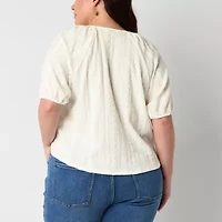 Frye and Co. Womens Elbow Sleeve Plus Blouse