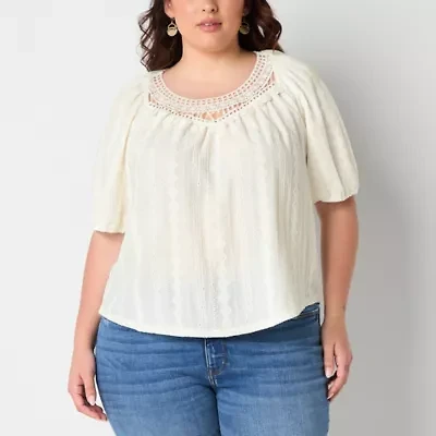 Frye and Co. Womens Elbow Sleeve Plus Blouse