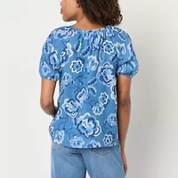 St. John's Bay Womens Round Neck Short Sleeve Blouse