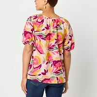 St. John's Bay Womens Round Neck Short Sleeve Blouse