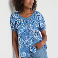 St. John's Bay Womens Round Neck Short Sleeve Blouse