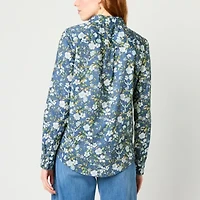 St. John's Bay Womens Long Sleeve Regular Fit Button-Down Shirt