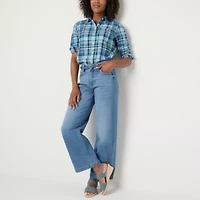 St. John's Bay Womens Long Sleeve Regular Fit Button-Down Shirt