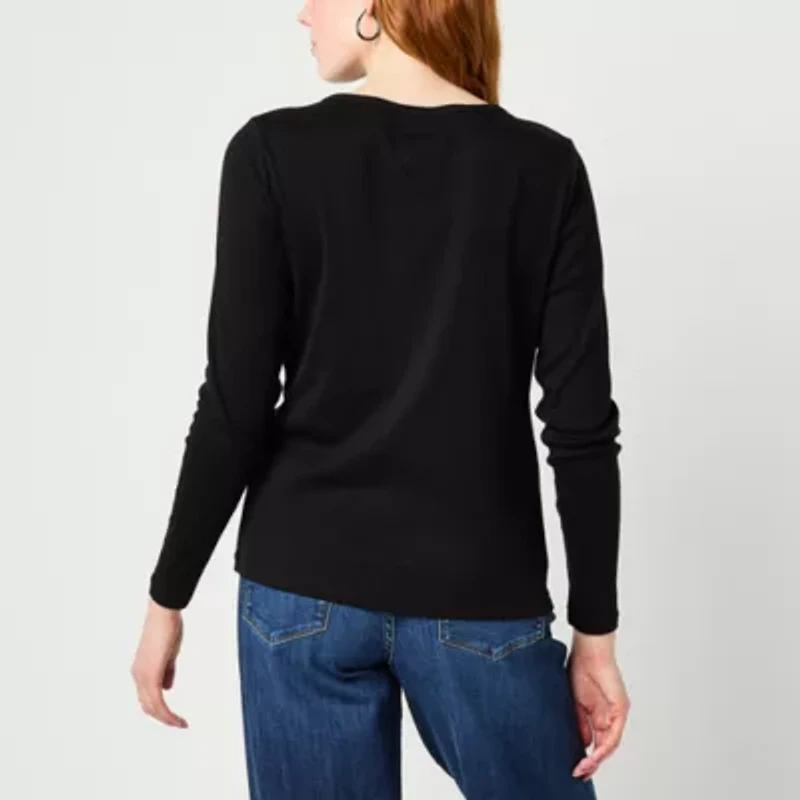 St. John's Bay Womens Crew Neck Long Sleeve T-Shirt