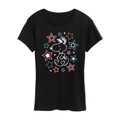 Womens Crew Neck Short Sleeve Regular Fit Peanuts Graphic T-Shirt