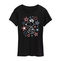 Womens Crew Neck Short Sleeve Regular Fit Peanuts Graphic T-Shirt