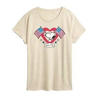 Womens Crew Neck Short Sleeve Regular Fit Peanuts Graphic T-Shirt