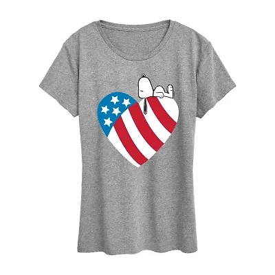 Womens Crew Neck Short Sleeve Regular Fit Peanuts Graphic T-Shirt