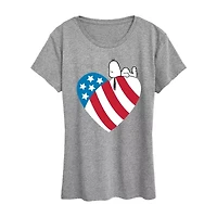 Womens Crew Neck Short Sleeve Regular Fit Peanuts Graphic T-Shirt