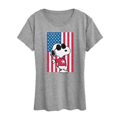 Womens Crew Neck Short Sleeve Regular Fit Peanuts Graphic T-Shirt