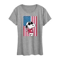 Womens Crew Neck Short Sleeve Regular Fit Peanuts Graphic T-Shirt