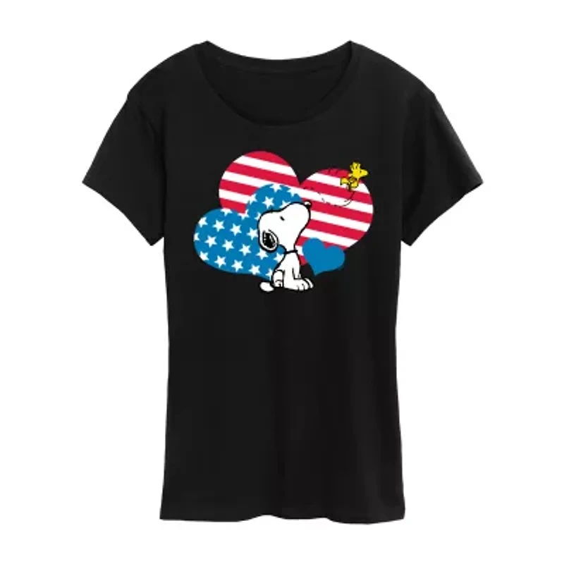 Womens Crew Neck Short Sleeve Regular Fit Peanuts Graphic T-Shirt