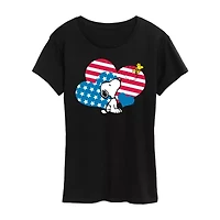 Womens Crew Neck Short Sleeve Regular Fit Peanuts Graphic T-Shirt