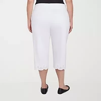 Alfred Dunner Crystal Springs Womens Stretch Fabric Straight Plus Capri Pant