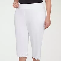 Alfred Dunner Crystal Springs Womens Stretch Fabric Straight Plus Capri Pant