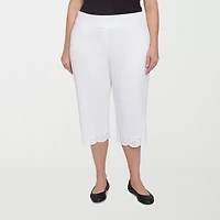 Alfred Dunner Crystal Springs Womens Stretch Fabric Straight Plus Capri Pant
