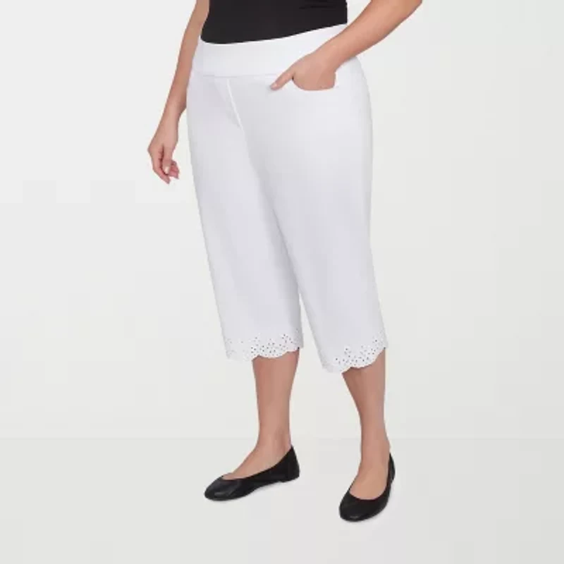 Alfred Dunner Crystal Springs Womens Stretch Fabric Straight Plus Capri Pant
