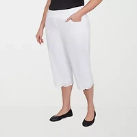 Alfred Dunner Crystal Springs Womens Stretch Fabric Straight Plus Capri Pant