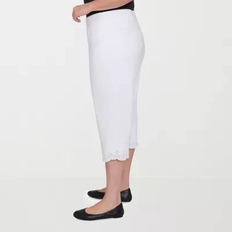 Alfred Dunner Crystal Springs Womens Stretch Fabric Straight Plus Capri Pant