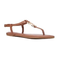 New York & Company Womens Kaia T-Strap Flat Sandals