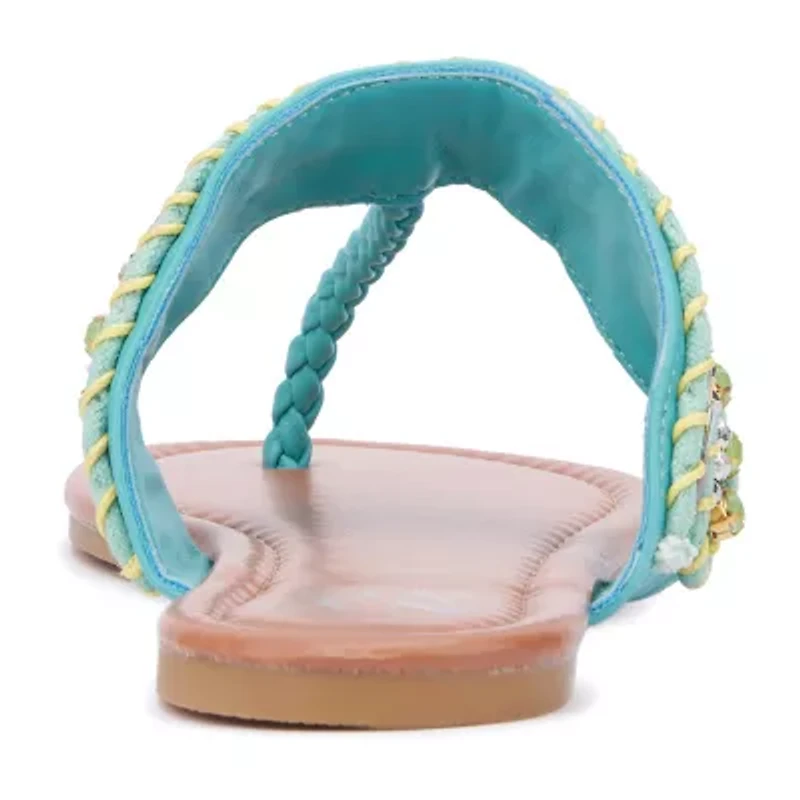 New York & Company Womens Joyce T-Strap Flat Sandals