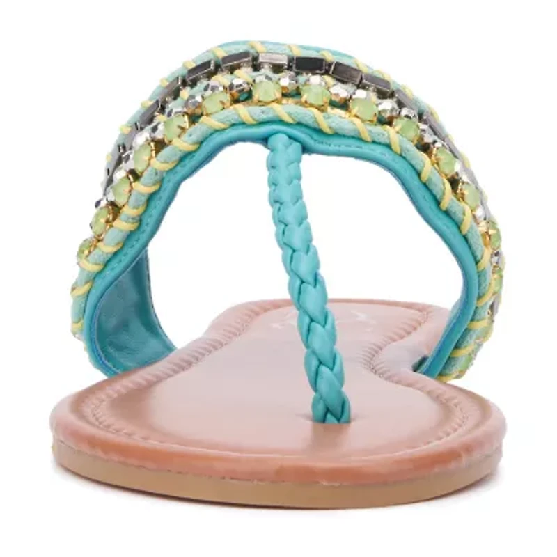 New York & Company Womens Joyce T-Strap Flat Sandals