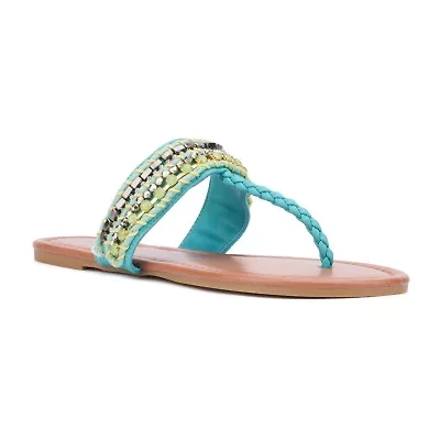 New York & Company Womens Joyce T-Strap Flat Sandals