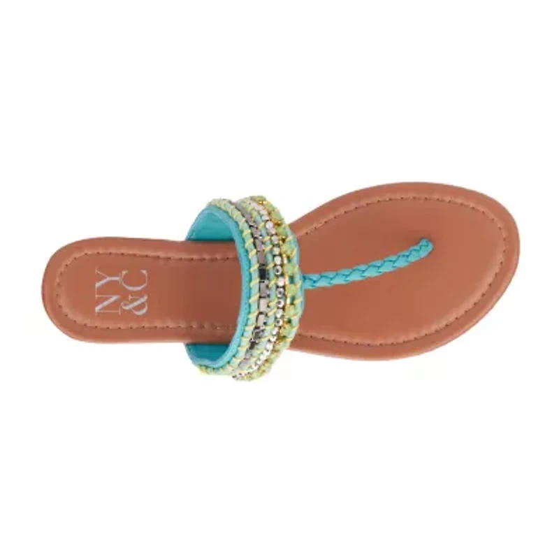 New York & Company Womens Joyce T-Strap Flat Sandals