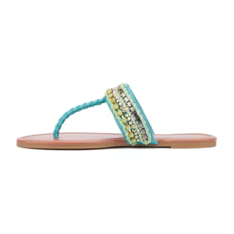 New York & Company Womens Joyce T-Strap Flat Sandals
