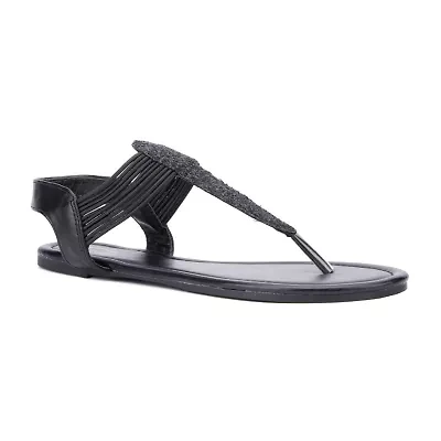 New York & Company Womens Freya T-Strap Flat Sandals