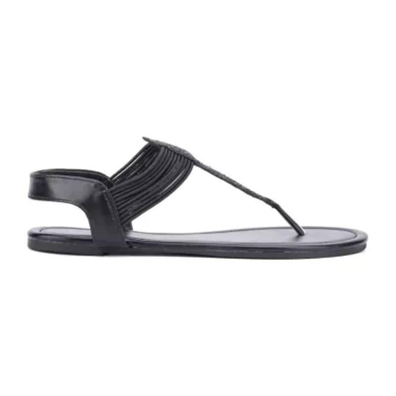 New York & Company Womens Freya T-Strap Flat Sandals