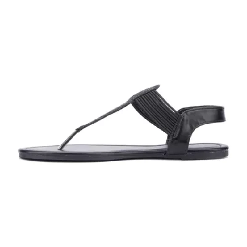 New York & Company Womens Freya T-Strap Flat Sandals