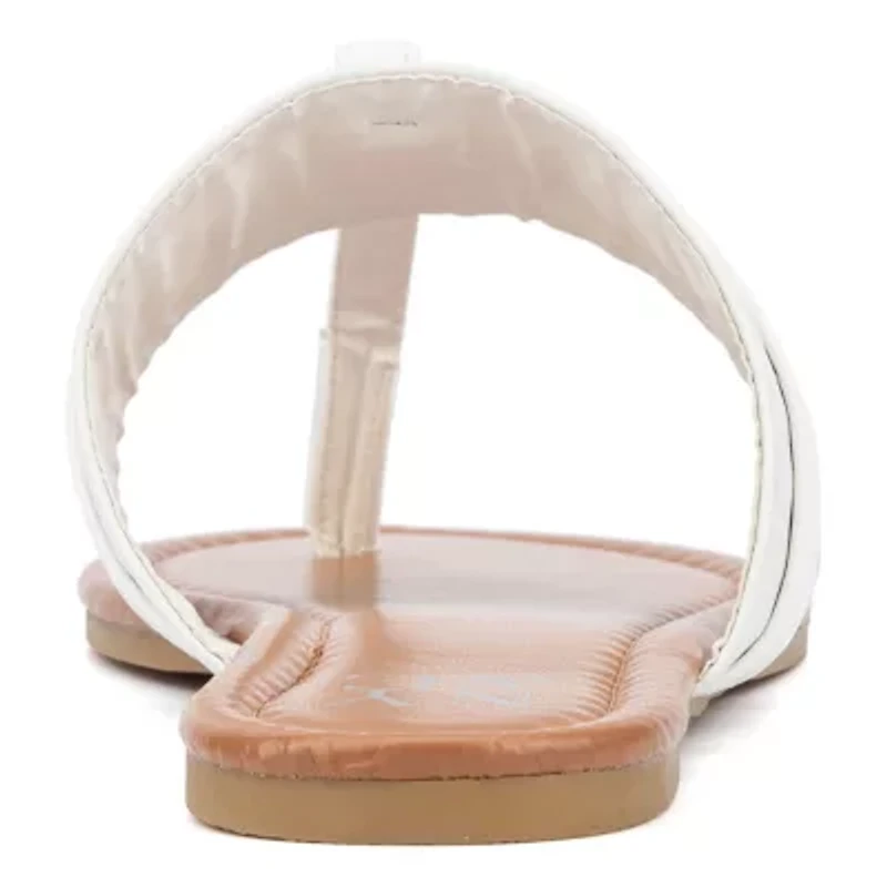 New York & Company Womens Julianna T-Strap Flat Sandals