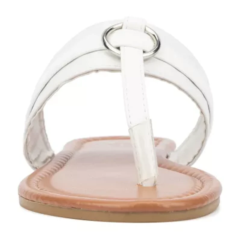 New York & Company Womens Julianna T-Strap Flat Sandals