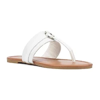New York & Company Womens Julianna T-Strap Flat Sandals