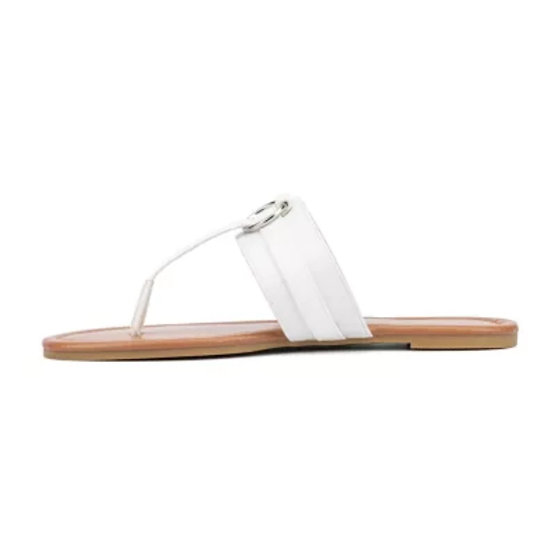 New York & Company Womens Julianna T-Strap Flat Sandals