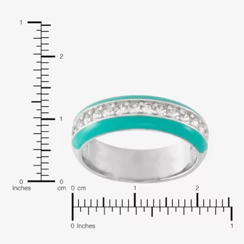 Womens 5.5MM Lab Created White Sapphire Sterling Silver Band