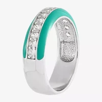 Womens 5.5MM Lab Created White Sapphire Sterling Silver Band